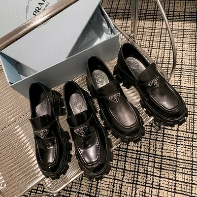 Заказать Туфли женские Prada Loafers Black черные из натуральной кожи  лоферы повседневные весна осень прада с доставкой по всей Украине -  1634086620