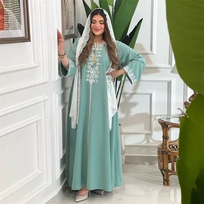 Турецкие платья макси для женщин Абая Дубай кафтан Ислам мусульманское  длинное платье кафтан халат Musulmane Longue Femm size M צֶבַע Pink