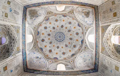 Обои узор, мечеть, архитектура, купол, росписи, Узбекистан, Шахрисабз  картинки на рабочий стол, раздел интерьер - скачать