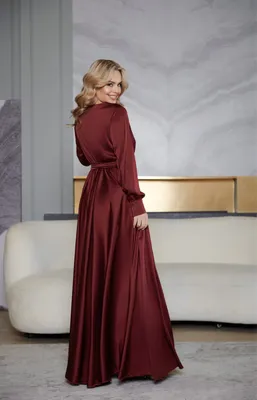 Бордовое длинное платье в пол с рукавом Diodora любой цвет | Vivabride