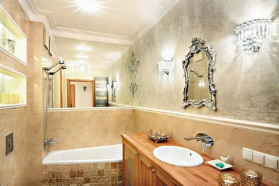 Декоративная шпаклевка в ванной комнате - 71 фото