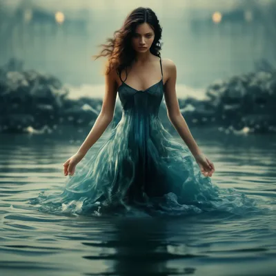 Девушка в платье под водой смотрит вверх — Картинки и авы