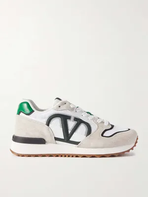 VALENTINO GARAVANI Valentino Garavani Suede, Leather and Mesh Sneakers for  Men | MR PORTER