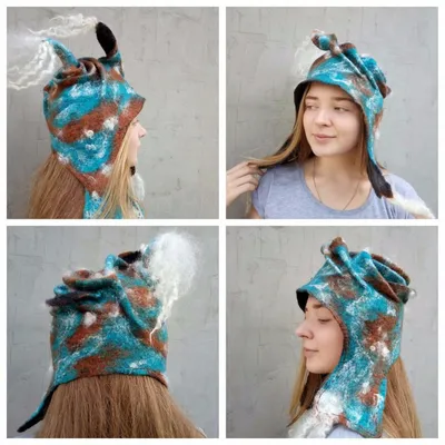 Купить Вязано-валяная женская шапка-бини | Skrami.by