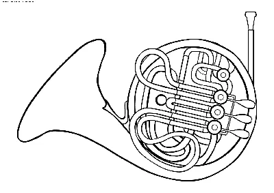 Раскраска Валторна (музыка, валторна) | Раскраски музыкальные инструменты