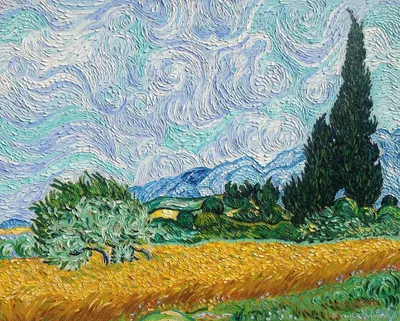 Картина Ван Гог Пшеничное поле с кипарисом 70х90см – заказать на Ярмарке  Мастеров – IBCA5RU | Картины, Раменское