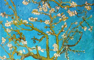 Обои ветви, картина, живопись, blue, art, Vincent van Gogh, миндальное  дерево, Almond Tree, Винсент ван Гог картинки на рабочий стол, раздел  живопись - скачать