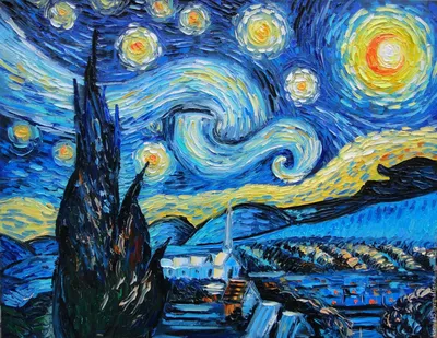 Картина маслом по мотиву Винсент Ван Гог Звёздная ночь – заказать на  Ярмарке Мастеров – 7HMBHRU | Картины, Россошь | Винсент ван гог, Картины,  Импрессионизм