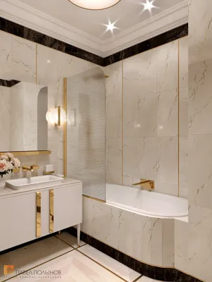 Фото ванная комната из проекта «Интерьер квартиры в стиле Ар-деко, ЖК  «Fjord», 99 кв.м.» | Роскошные ванные комнаты, Небольшие ванные комнаты,  Ванная стиль