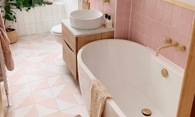 Розовые ванные комнаты (68 фото дизайнов) в разных стилях