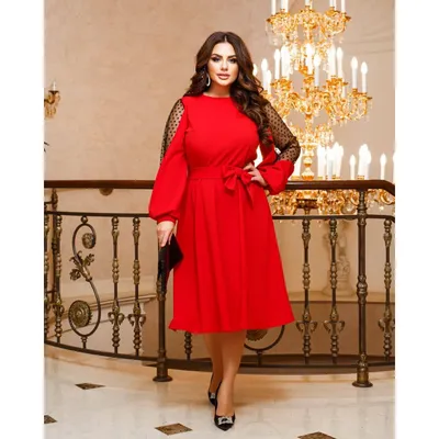 Вечернее красное платье больших размеров VBS-103, купить в  интернет-магазине Е-Леди