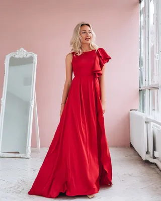 Женское вечернее платье макси, Элегантное Длинное Красное платье с коротким  рукавом-фонариком, квадратным вырезом, Высоким Разрезом сбоку для свадьбы и  выпускного вечера | AliExpress