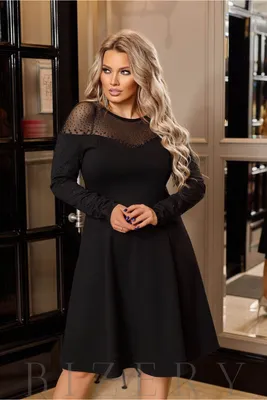 Купить Шикарное вечернее платье А-силуэта с декором в черном цвете жемчуг и  стразы B1397-B1397 большого размера в Украине - интернет-магазин женской  одежды BIZERY