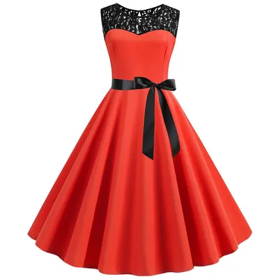 Купить (SU)Женское винтажное кружевное платье без рукавов 1950-х годов в  стиле ретро, однотонное вечернее платье для выпускного вечера | Joom