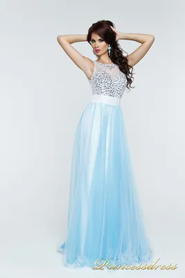 Купить вечернее платье 140070 бирюзового цвета по цене 16500 руб. в Москве  в интернет-магазине Принцесса