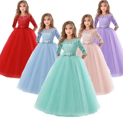 Платья для девочек-подростков на 10, 12, 14 лет, день рождения, нарядное  платье для выпускного вечера, цветочное свадебное детское платье принцессы Вечерние  вечернее платье, детская одежда | AliExpress