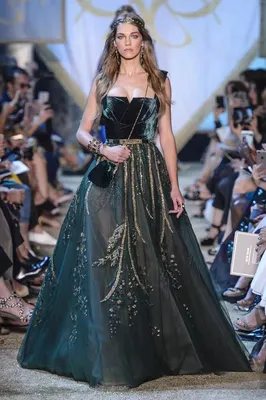 Винтажное темно-зеленое платье Elie Saab, роскошное тонкое облегающее платье  на бретельках, модель светильник, вечернее платье знаменитости | AliExpress