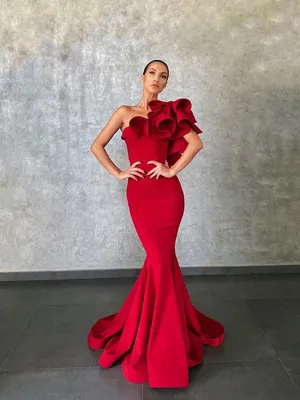 Элегантное красное вечернее платье-русалка Elie Saab 2023, вечерние платья  с цветочными оборками, подиумная модная одежда для выпускного вечера |  AliExpress