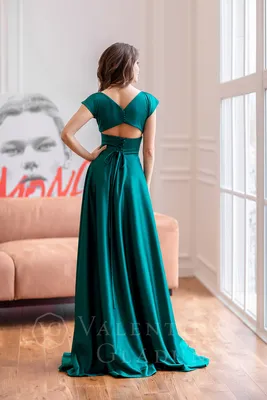 Красивое вечернее платье из Королевского Атласа Jaden Green ❖Вечерние платья  ОПТом ❃Выпускные платья 2021 ❃Коллекция NOIR (НУАР) ☙ Производитель  Валентина Гладун