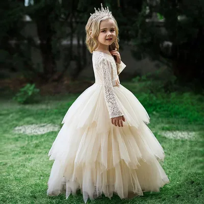 Детское платье для девочек, вечерние свадебные платья с длинными рукавами,  весеннее детское элегантное вечернее платье принцессы, длинное кружевное  платье для девочек – лучшие товары в онлайн-магазине Джум Гик