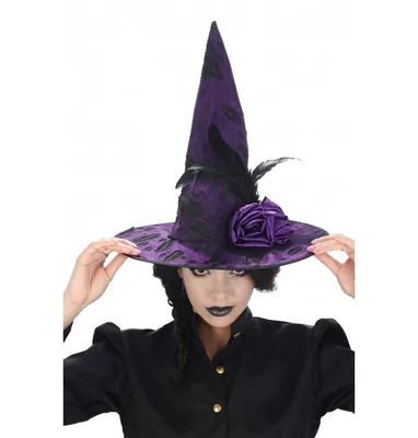 Фиолетовая шляпа ведьмы с волосами