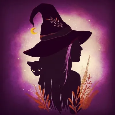 Ведьма в черной шляпе и шляпе ведьмы. | Премиум Фото