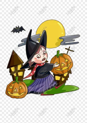 Хэллоуин мультфильма ведьма одеваются иллюстрации персонажей  изображение_Фото номер 611241586_PSD Формат изображения_ru.lovepik.com
