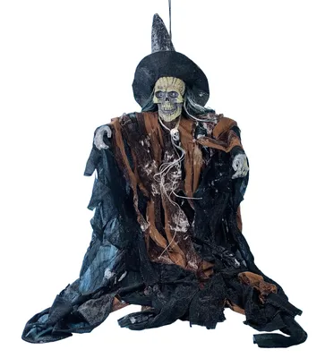 ᐉ Декор Ведьма в лохмотьях на Хэллоуин со звуком 60 см Коричневый
