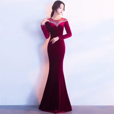 Женское Вечернее платье из бархатного велюра купить в онлайн магазине -  Unimarket