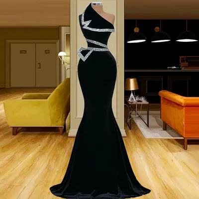 Черные велюровые платья для выпускного вечера 2020, женские вечерние  длинные вечерние платья, элегантные бордовые чайные платья с открытыми  плечами для выпускного вечера / Платья для особых случаев