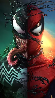Обои Человек-паук Веном, человек-паук, веном, человек-паук против яда, арт  для HD Samsung Galaxy S3/J3/J4/J5, Meizu M5, Sony Xperia L1/L2 бесплатно,  заставка 720x1280 - скачать картинки и фото