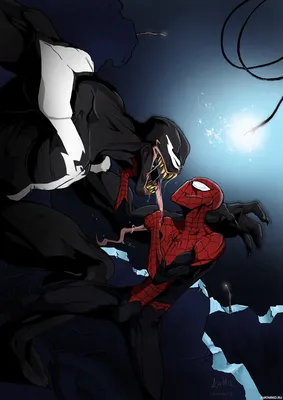 Человек-паук схватил Венома за его длинный язык — Картинки для аватарки
