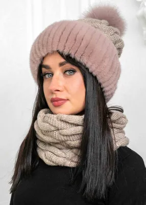 Женский комплект синего цвета снуд и шапка купить онлайн от производителя