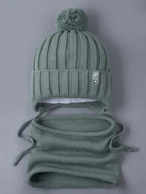 Комплект шапка + шарф труба, вязаный женский, мужской / шапка бини двойная  / с отворотом купить по цене 639 ₽ в интернет-магазине KazanExpress