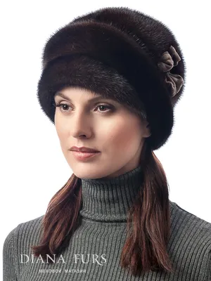 Меховая женская шапка из чёрной норки с перфорацией 1331.108.3519 норка  black - купить в Москве по выгодной цене