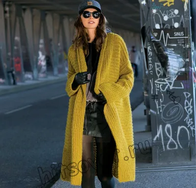 Вязаное пальто с мехом | Trajes de moda, Abrigos de moda, Moda