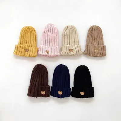 осень-зима однотонные детские вязаные шапки детские шапочки для девочек и  мальчиков детские шапки| Alibaba.com
