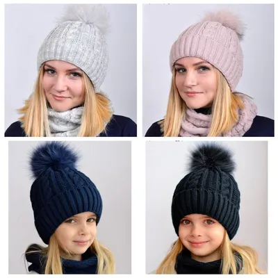 Зимняя шапка для девушек с натуральный помпоном песца в магазине MalishOpt  (арт. 410884583)