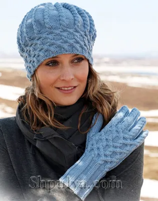 Синяя шапочка и перчатки, вязаные спицами — Shpulya.com - схемы с описанием  для вязания спицами и крючком