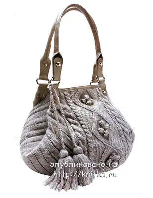 Вязание сумки спицами. Выкройка сумки, схема вязания и описание, Вязание  для женщин | Knitted bags, Crochet, Crochet handbags