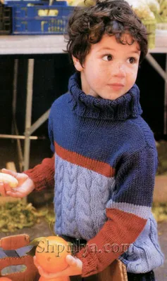 Трехцветный свитер с косами для мальчика — Shpulya.com - схемы с описанием  для вязания спицами и крючком