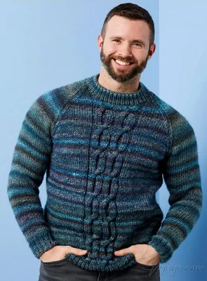 Мужской свитер реглан спицами