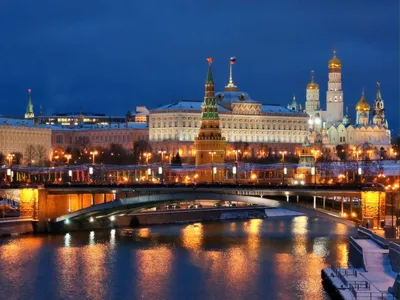 Обои для рабочего стола Москва вечерняя фото - Раздел обоев: Виды ночных  городов
