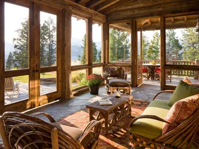 деревянная веранда в стиле шале | Beautiful dining rooms, Wood interior  design, Interior decorating