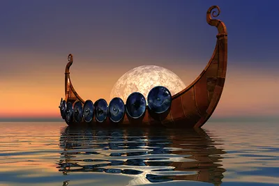 Картинки 3д Викинги воде Лодки