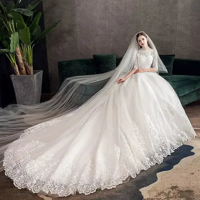 Купить Элегантное винтажное свадебное платье с запахом на груди и шнуровкой  | Joom