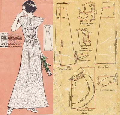 Vintage long dress | Винтажные швейные выкройки, Выкройки, Ретро