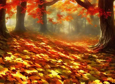 Лес с красной листвой - 73 фото