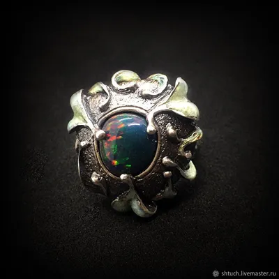 Кольца: Серебряное кольцо с опалом и эмалью \