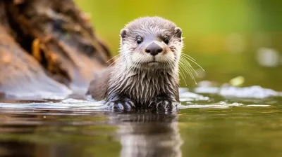 Выдры плавают в воде с закрытыми глазами | Премиум Фото